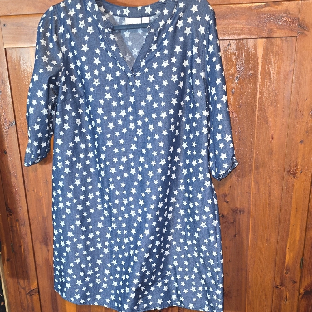 Kim Rogers Denim Blue Star Print Top